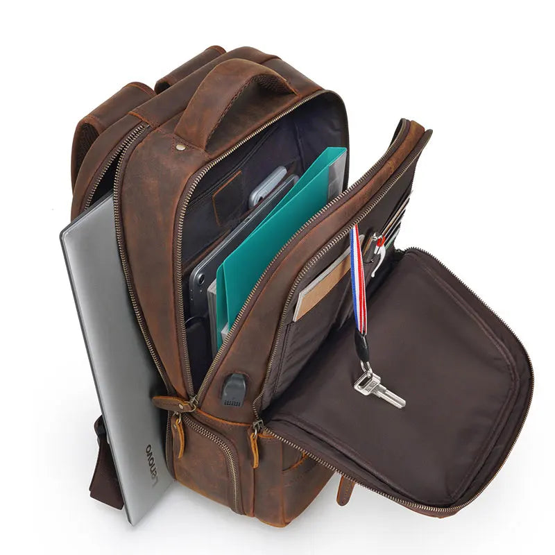 Mochila Masculina de Couro Genuíno para Notebook 17– Modelo Executivo FACILITYVIDA
