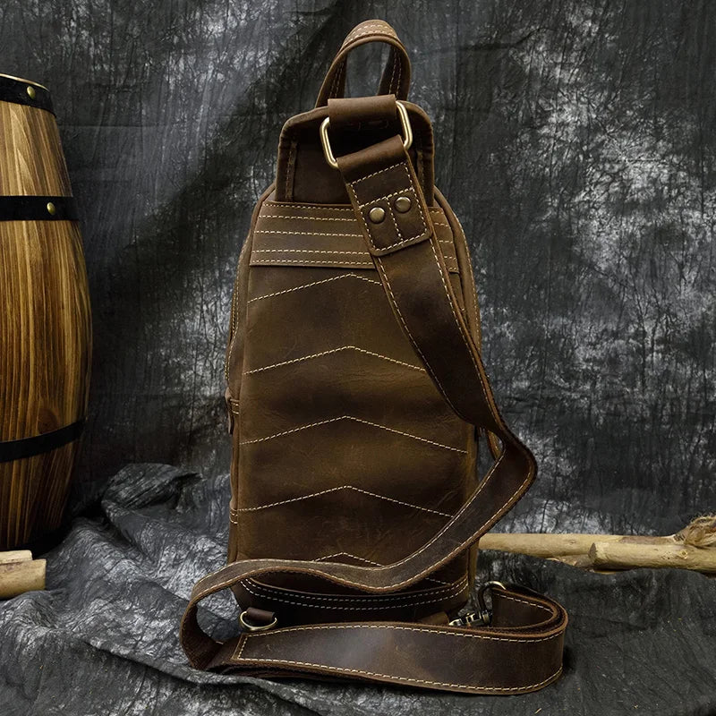 Bolsa Transversal Masculina de Couro Legítimo Vertex