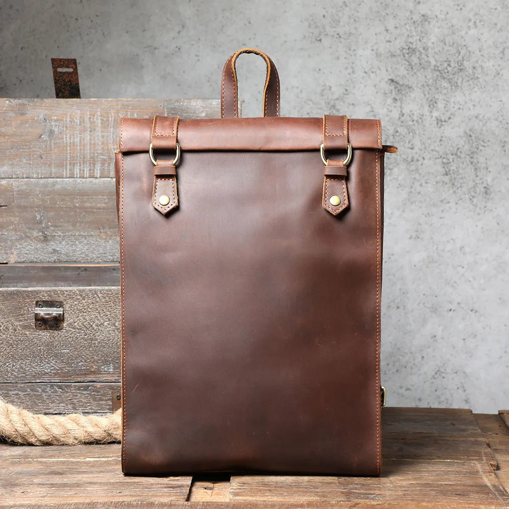 Mochila Masculina de Couro Executiva para Laptop – Modelo Vintage!