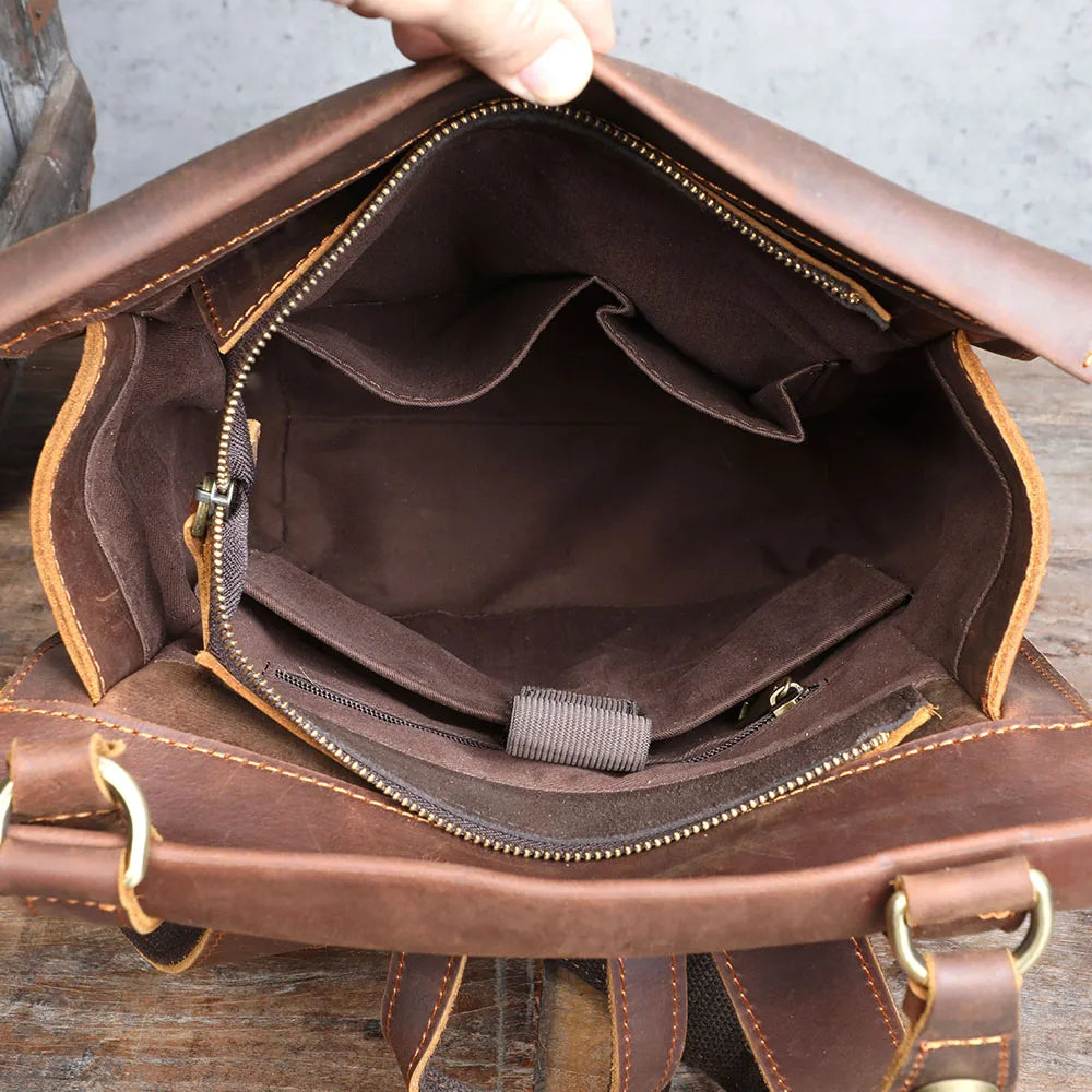 Mochila Masculina de Couro Executiva para Laptop – Modelo Vintage!