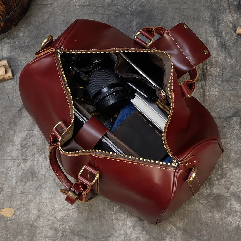 Mala de Viagem de Couro Legítimo – Prime All Red