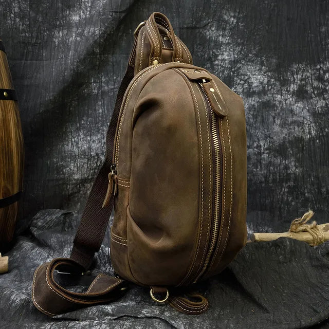 Bolsa Transversal Masculina de Couro Legítimo Vertex
