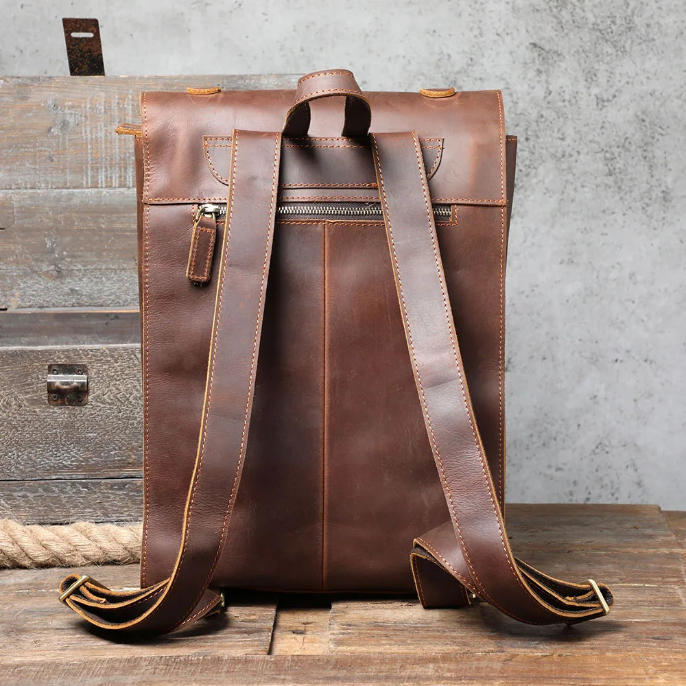 Mochila Masculina de Couro Executiva para Laptop – Modelo Vintage!