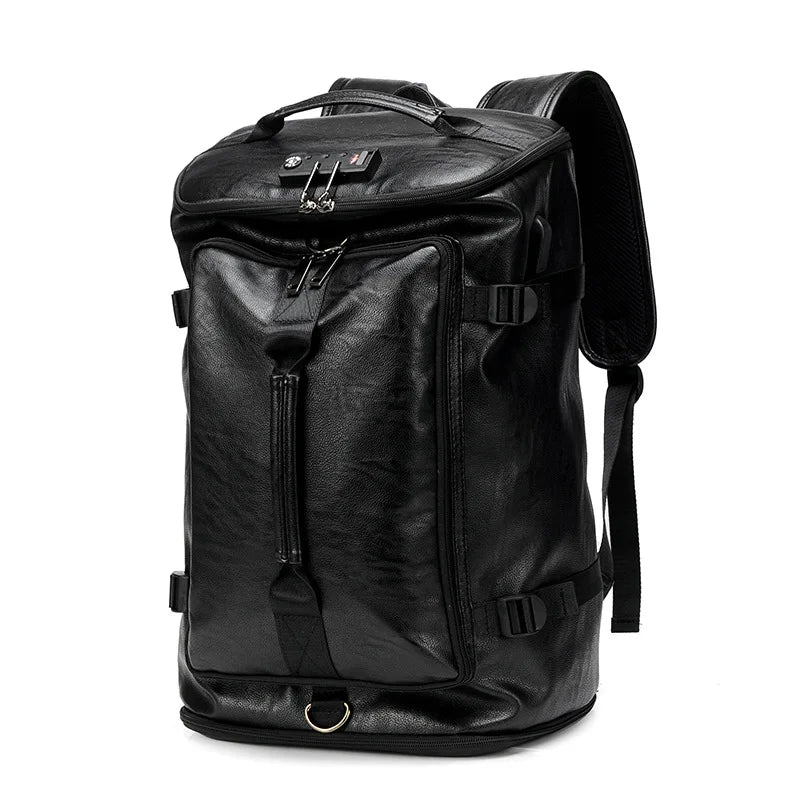 Mochila Masculina Versátil de Couro Legitímo Antifurto