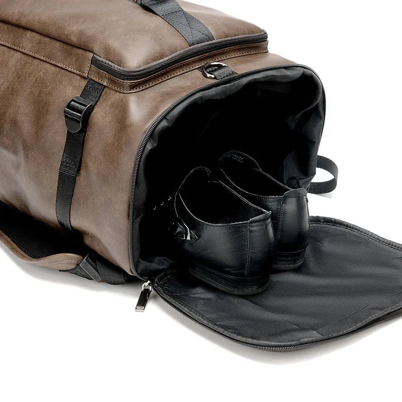 Mochila Masculina Versátil de Couro Legitímo Antifurto