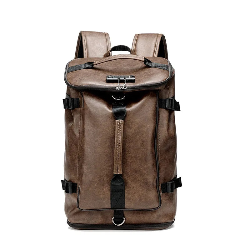 Mochila Masculina Versátil de Couro Legitímo Antifurto