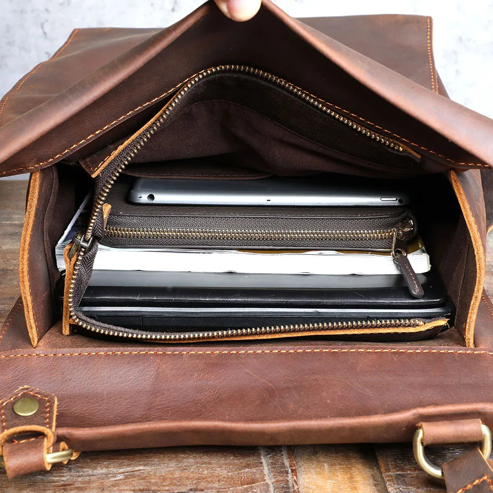 Mochila Masculina de Couro Executiva para Laptop – Modelo Vintage!