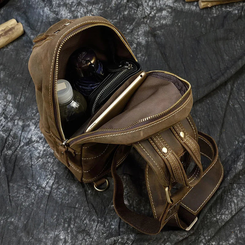 Bolsa Transversal Masculina de Couro Legítimo Vertex