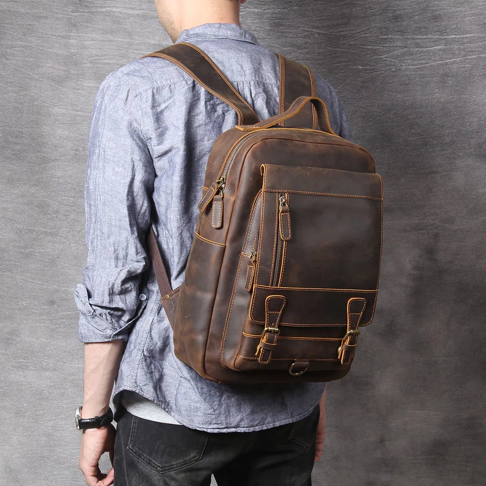Mochila Masculina de Couro Legítimo para Notebook – Modelo Clássico Premium!