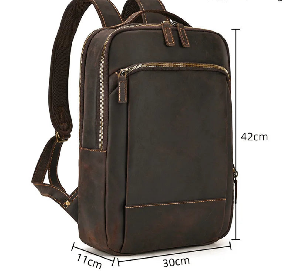 Mochila Masculina de Couro Legítimo para Notebook 15 polegadas – Modelo Clássico Slim FACILITYVIDA