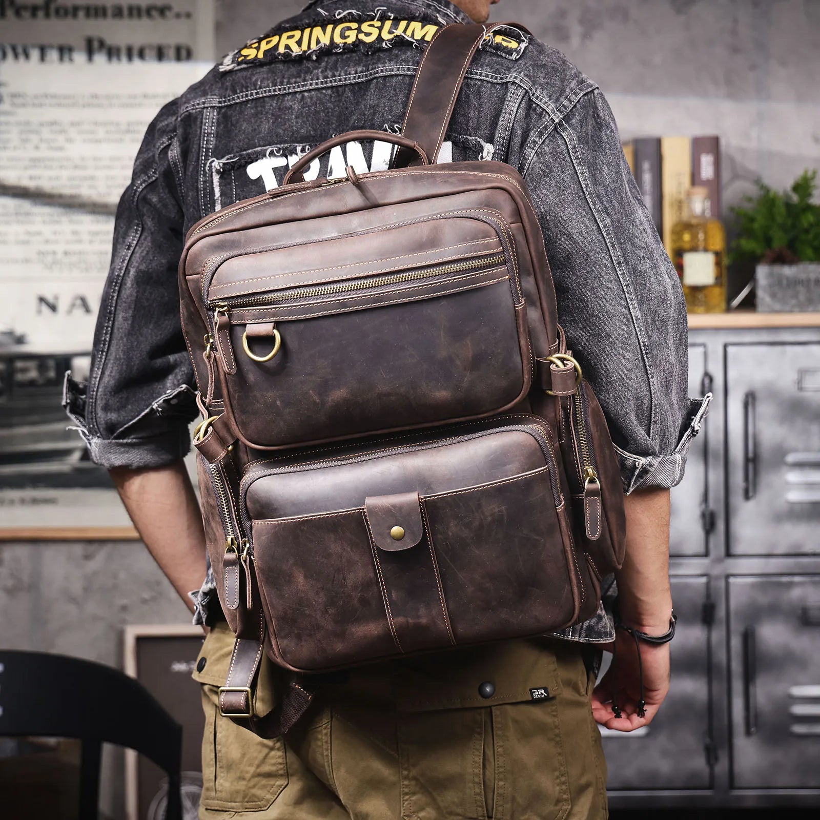 Mochila Masculina de Couro Original para Laptop – Modelo Prestige