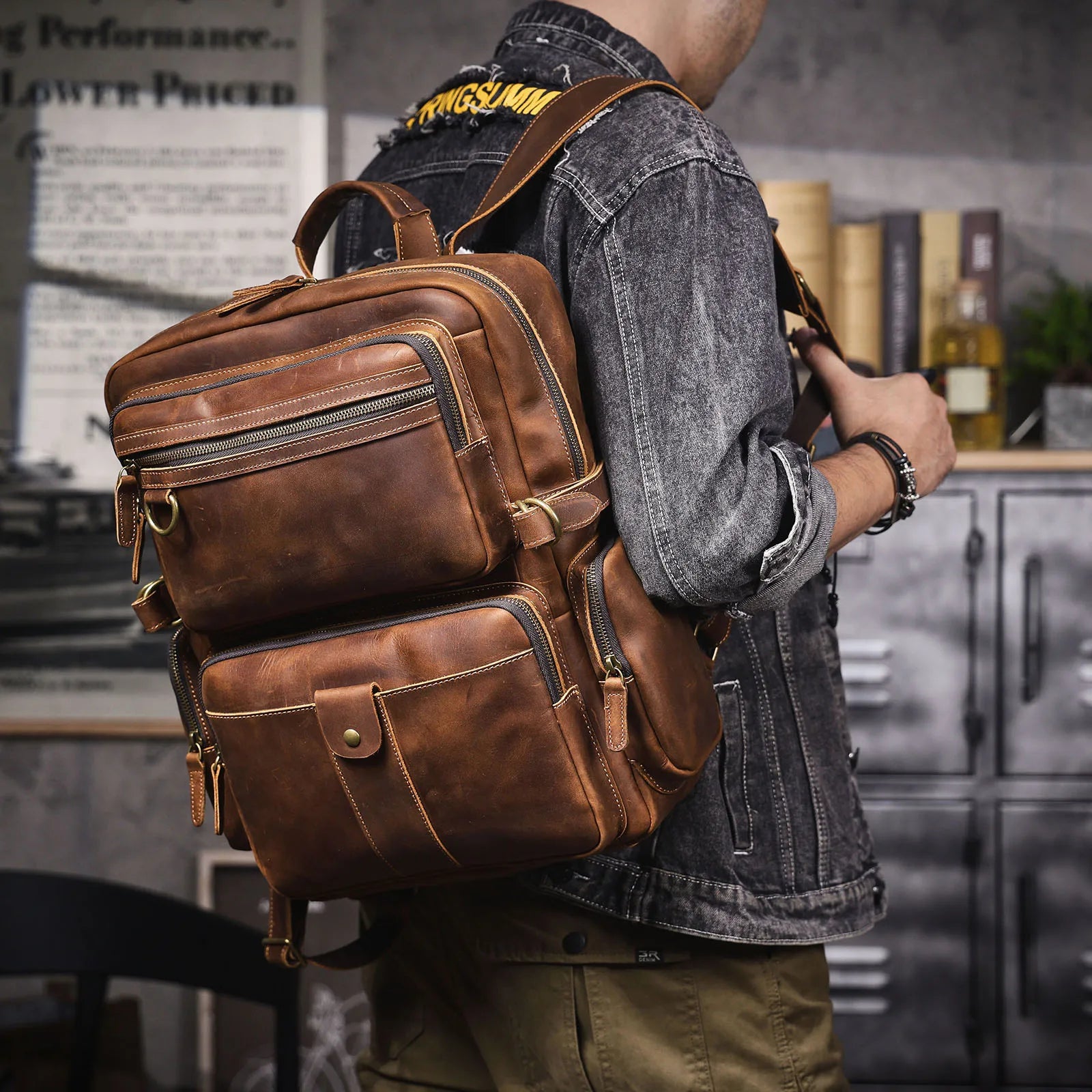 Mochila Masculina de Couro Original para Laptop – Modelo Prestige