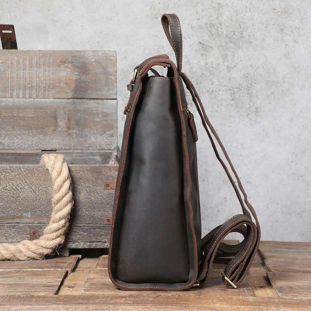 Mochila Masculina de Couro Executiva para Laptop – Modelo Vintage!