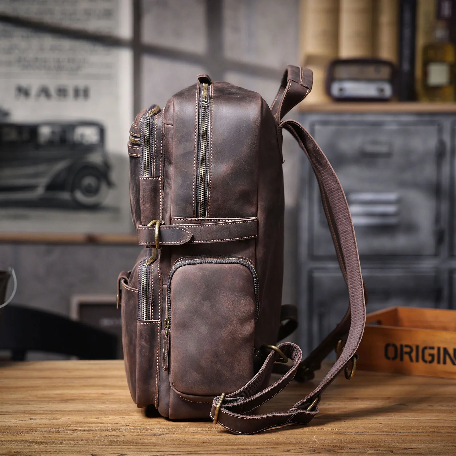 Mochila Masculina de Couro Original para Laptop – Modelo Prestige