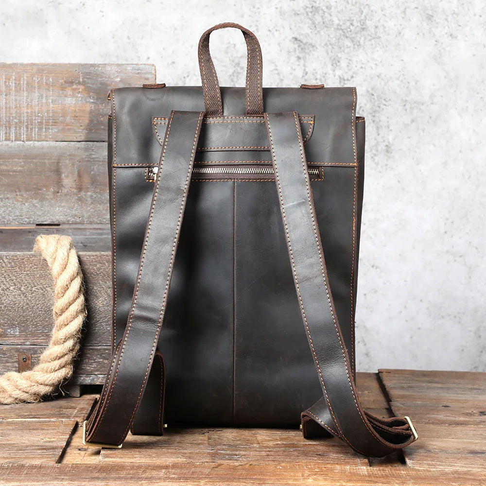 Mochila Masculina de Couro Executiva para Laptop – Modelo Vintage!