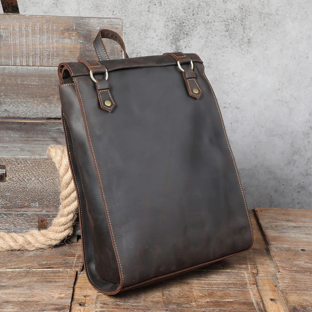 Mochila Masculina de Couro Executiva para Laptop – Modelo Vintage!