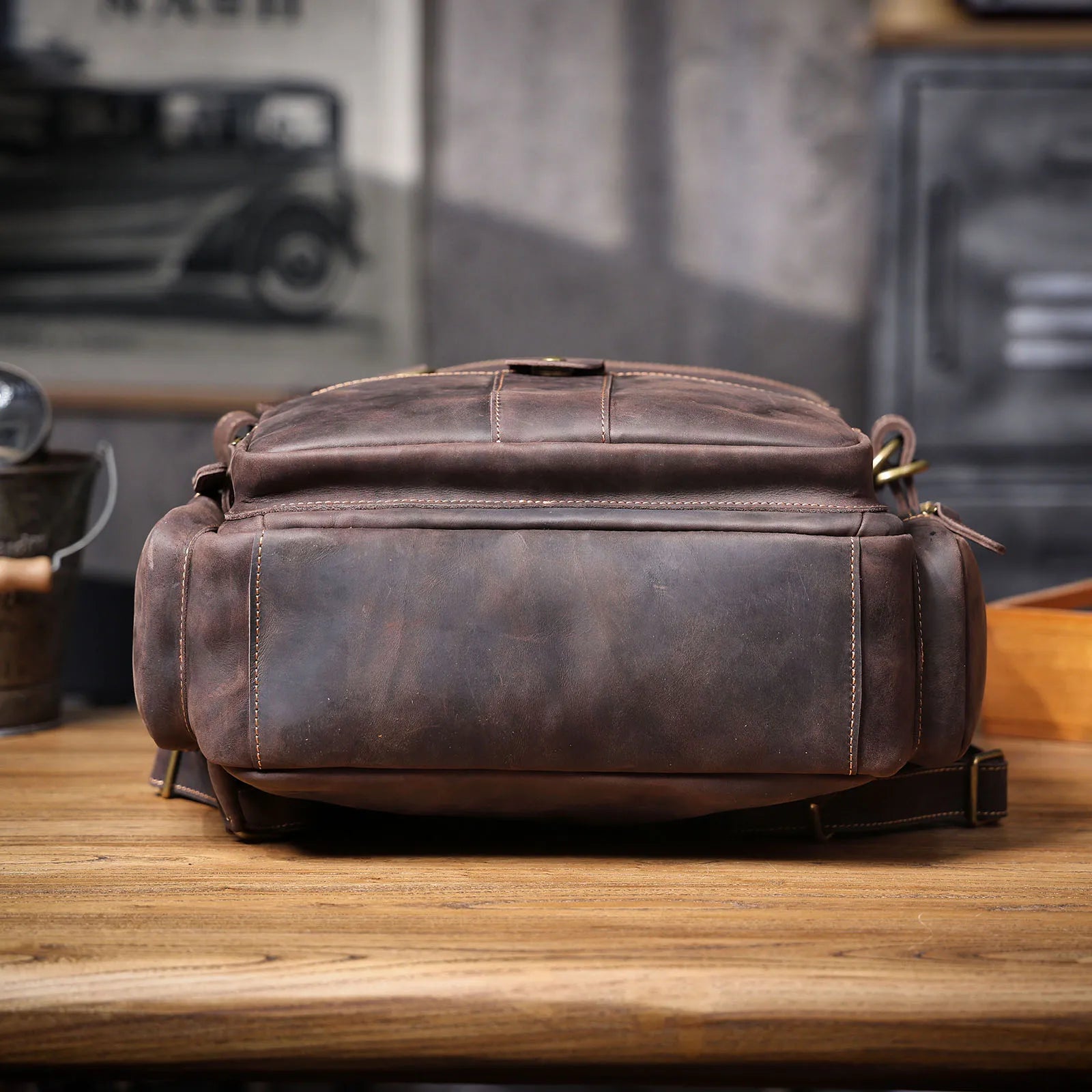 Mochila Masculina de Couro Original para Laptop – Modelo Prestige