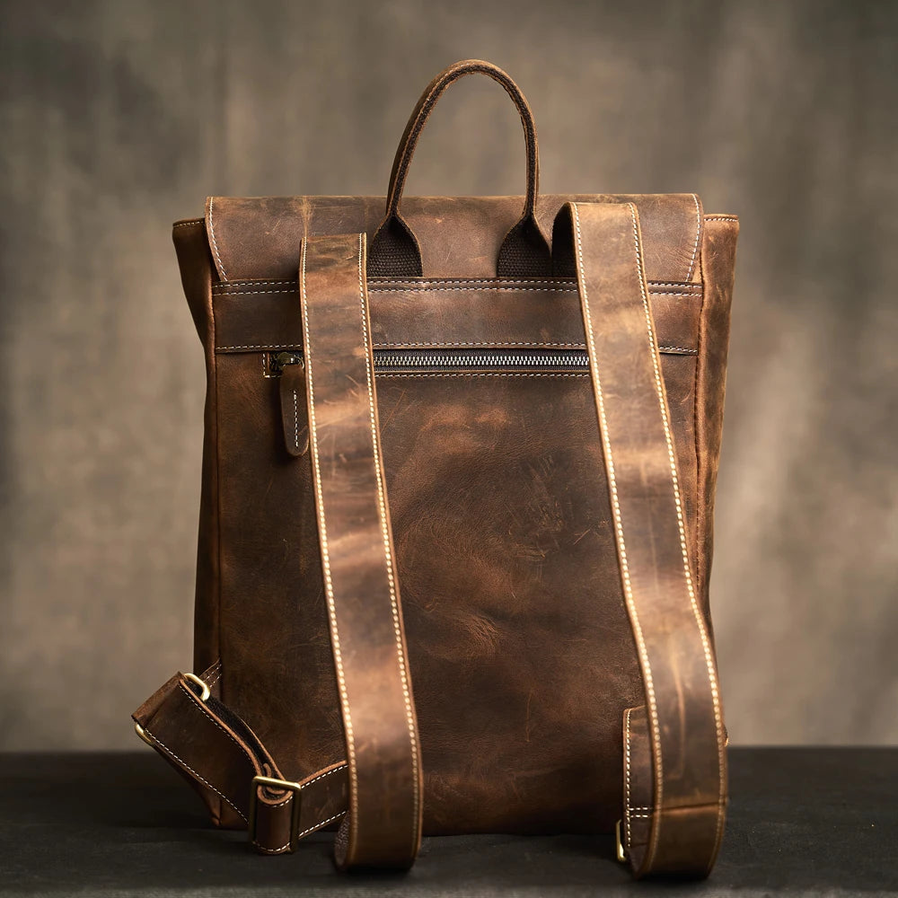 Mochila de Couro Genuíno Modelo Retro Prime