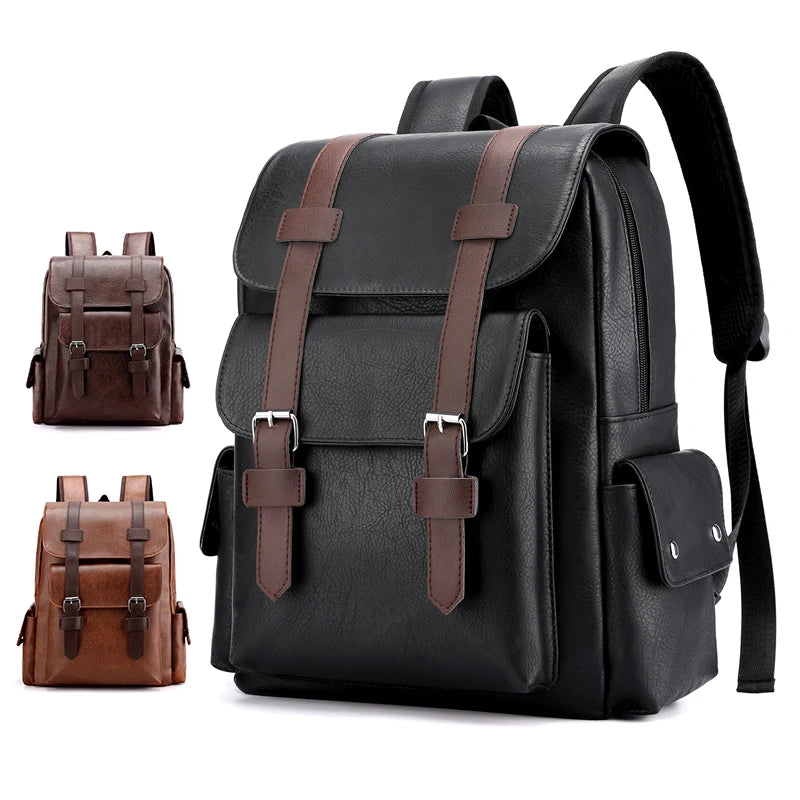 Mochila Masculina de Couro Vintage Britânica