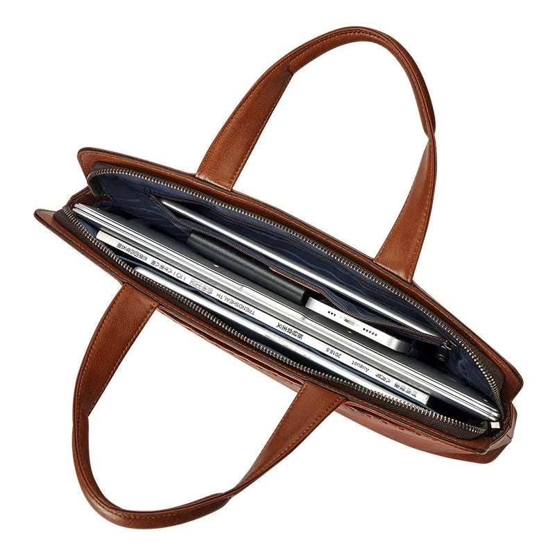 Bolsa de Mão em Couro William Polo com Alças para Ombros - Modelo Unissex Pasta Executiva