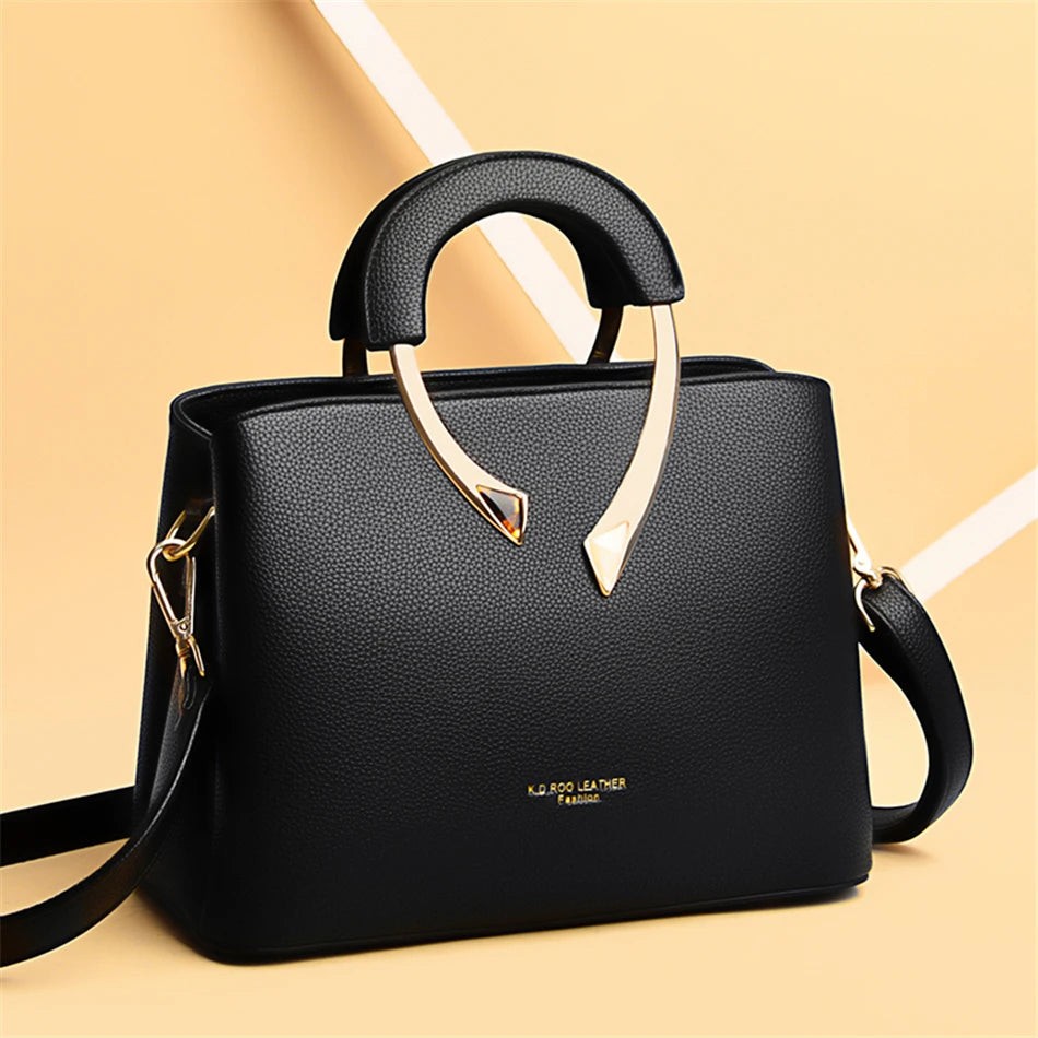 Bolsa Feminina de Couro Genuíno – Modelo Dual Elegance (Mão e Ombro)