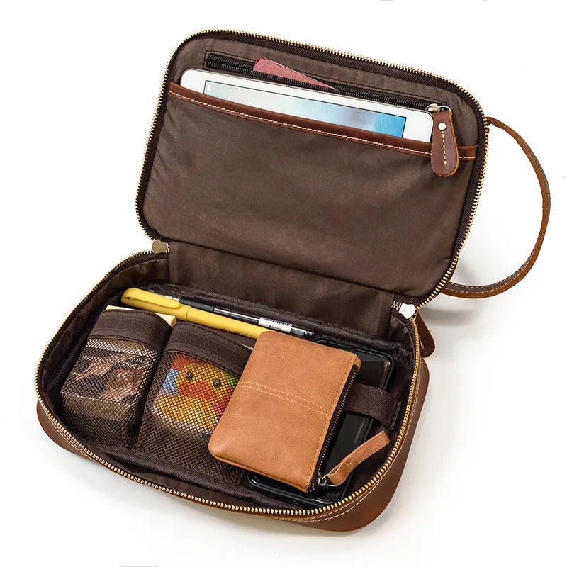 Nécessaire Masculina de Couro Genuíno – Modelo Cowhide