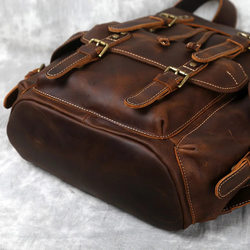 Mochila de Couro Genuíno Retro Horse Prime