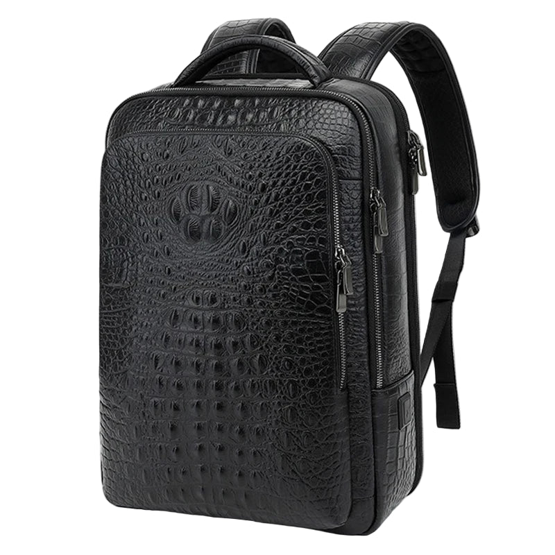 Mochila Masculina Executiva de Couro Legítimo – Modelo Crocodilo