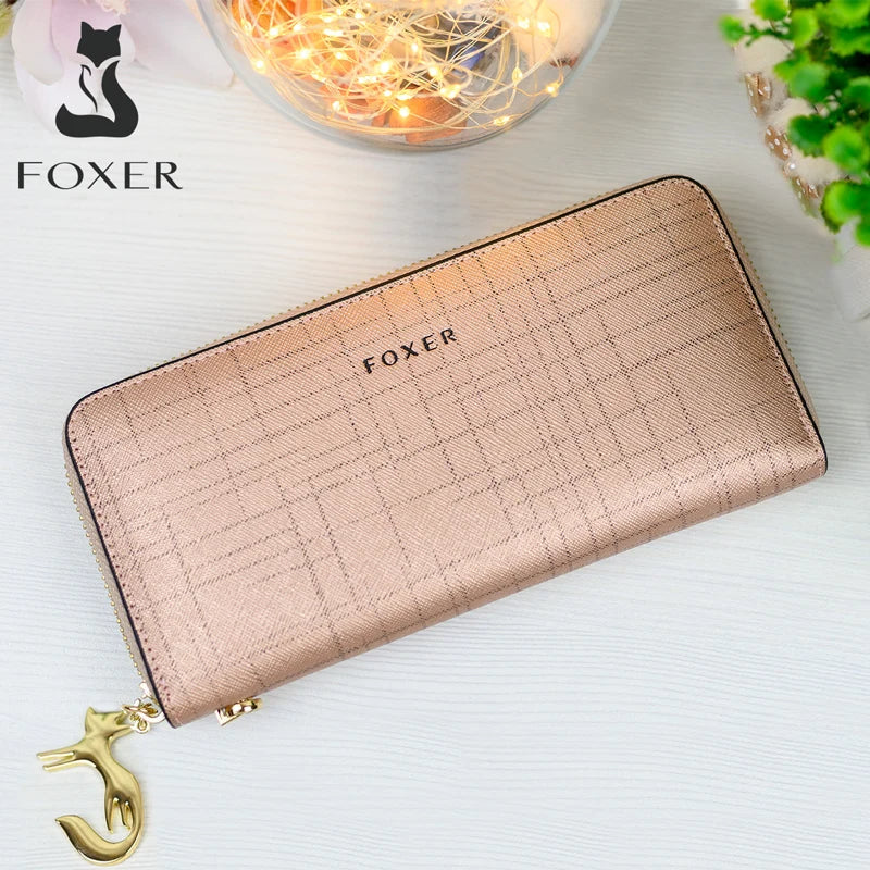 Carteira Feminina de Couro Bifold Foxer – Modelo Long