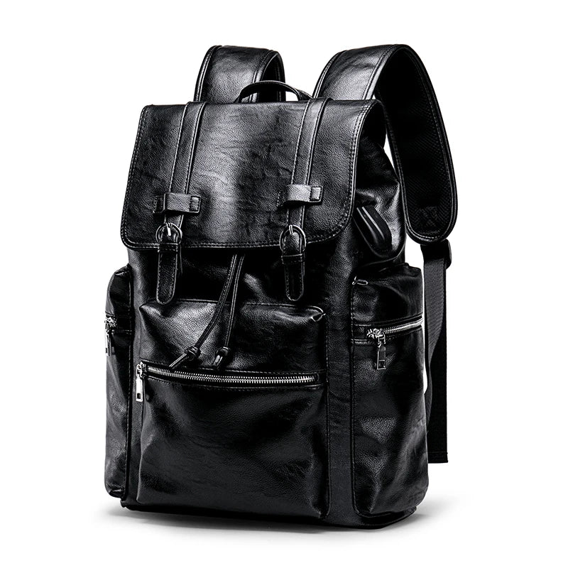 Mochila Masculina de Couro Legítimo Brigth com Carregamento USB!