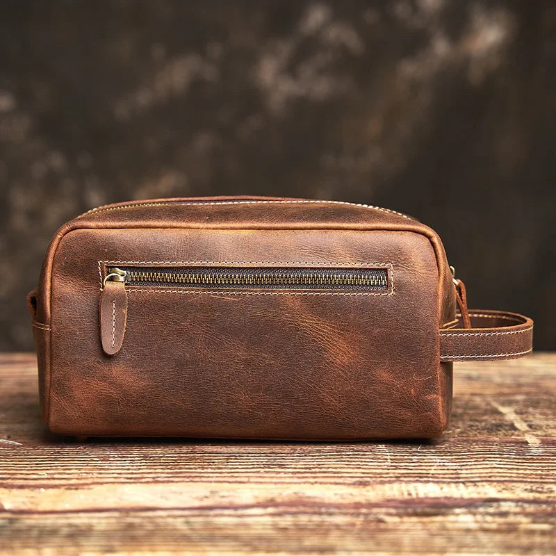 Nécessaire Masculina de Couro Premium – Modelo Vintage Clássico