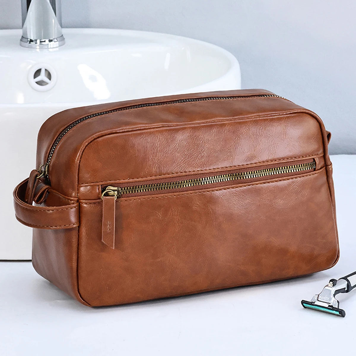 Nécessaire Masculina de Couro Impermeável – Modelo Premium!