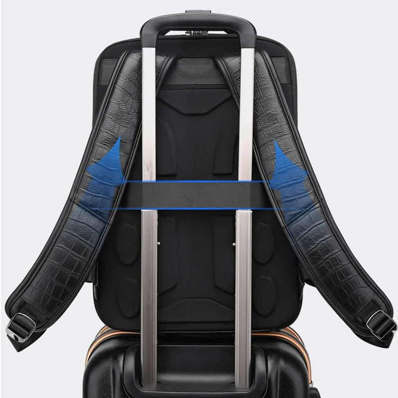 Mochila Masculina Executiva de Couro Legítimo – Modelo Crocodilo