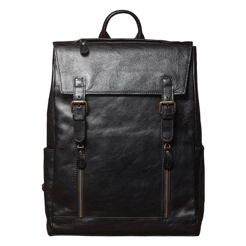 Mochila de Couro Legítimo Linha Prime Retro Allblack