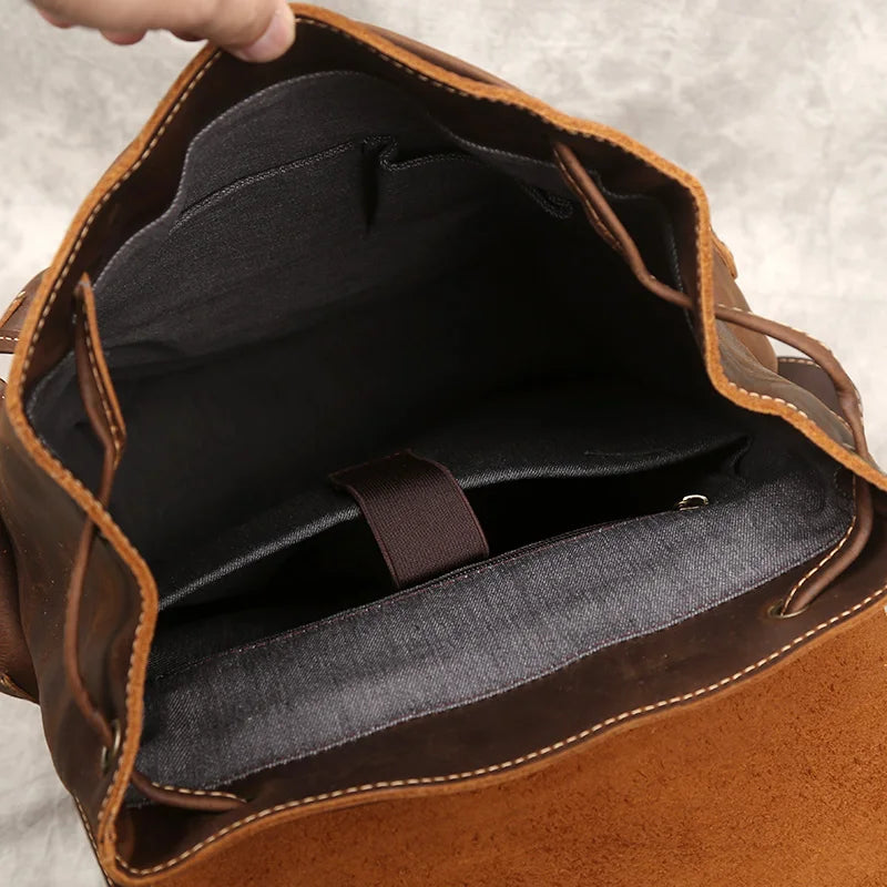 Mochila de Couro Genuíno Retro Horse Prime