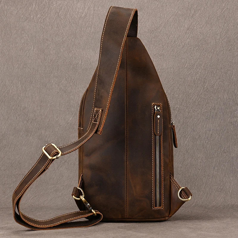 Bolsa Transversal Masculina de Couro Genuíno Brow