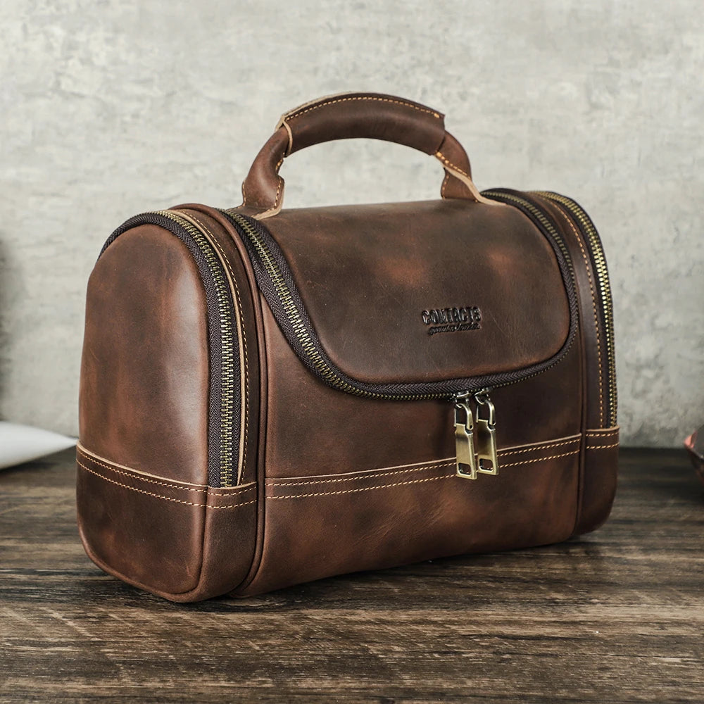 Nécessaire Masculina de Couro Estilo Retrô!