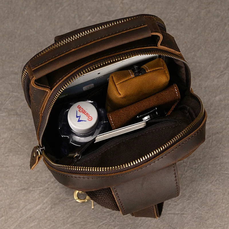 Bolsa Transversal Masculina de Couro Legítimo