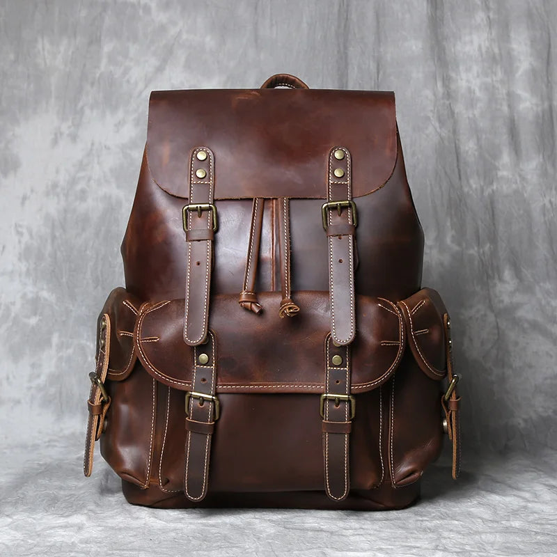 Mochila de Couro Genuíno Retro Horse Prime