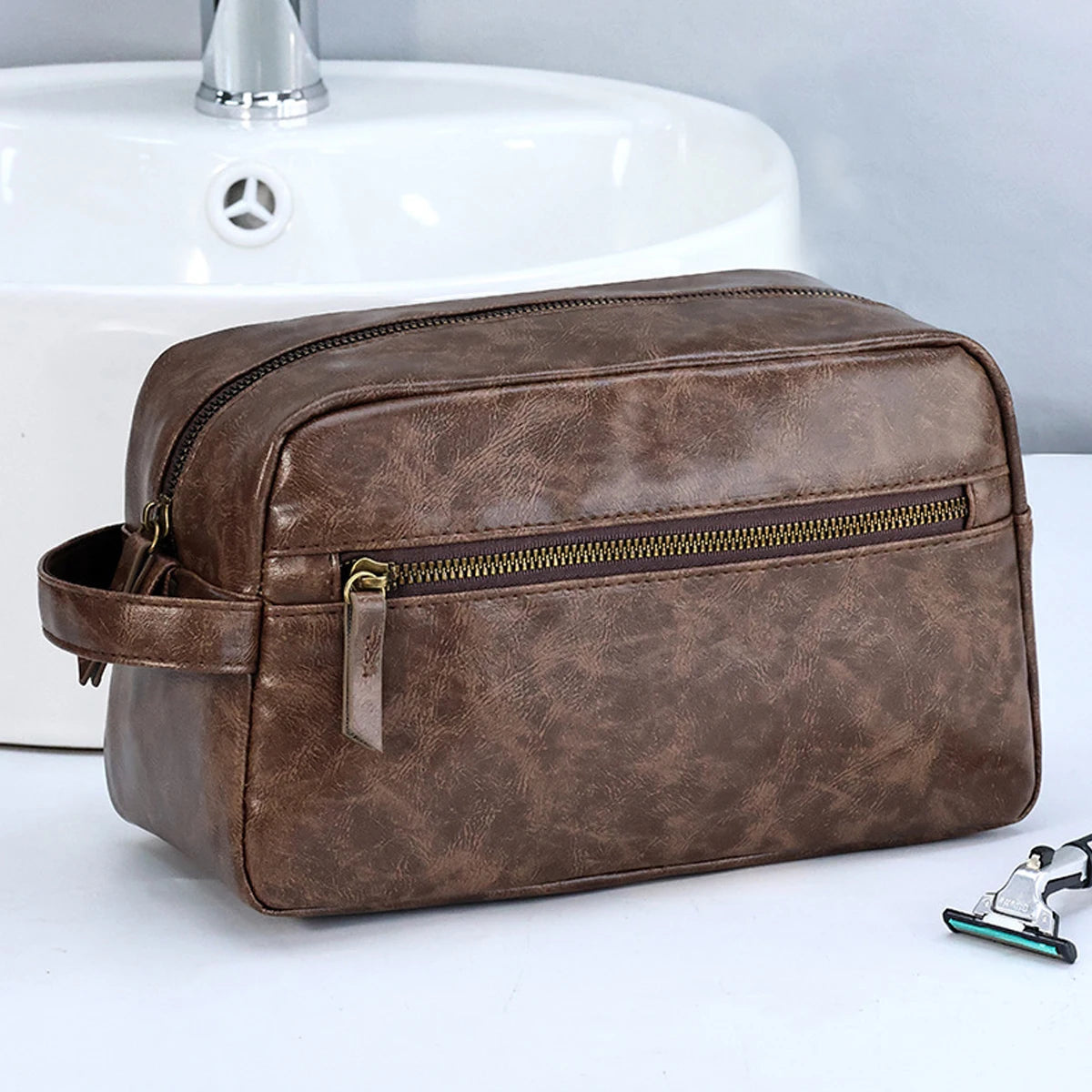 Nécessaire Masculina de Couro Impermeável – Modelo Premium!