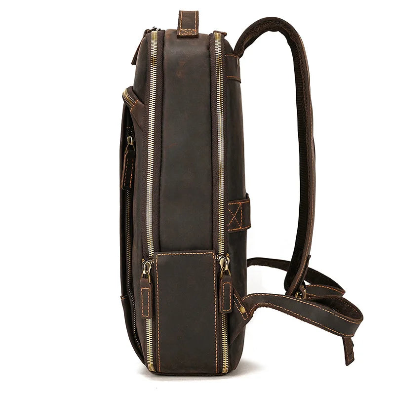 Mochila Masculina de Couro Legítimo para Notebook 15 polegadas – Modelo Clássico Slim FACILITYVIDA