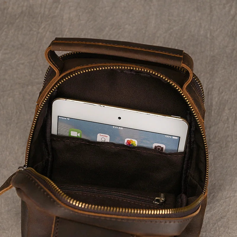 Bolsa Transversal Masculina de Couro Legítimo