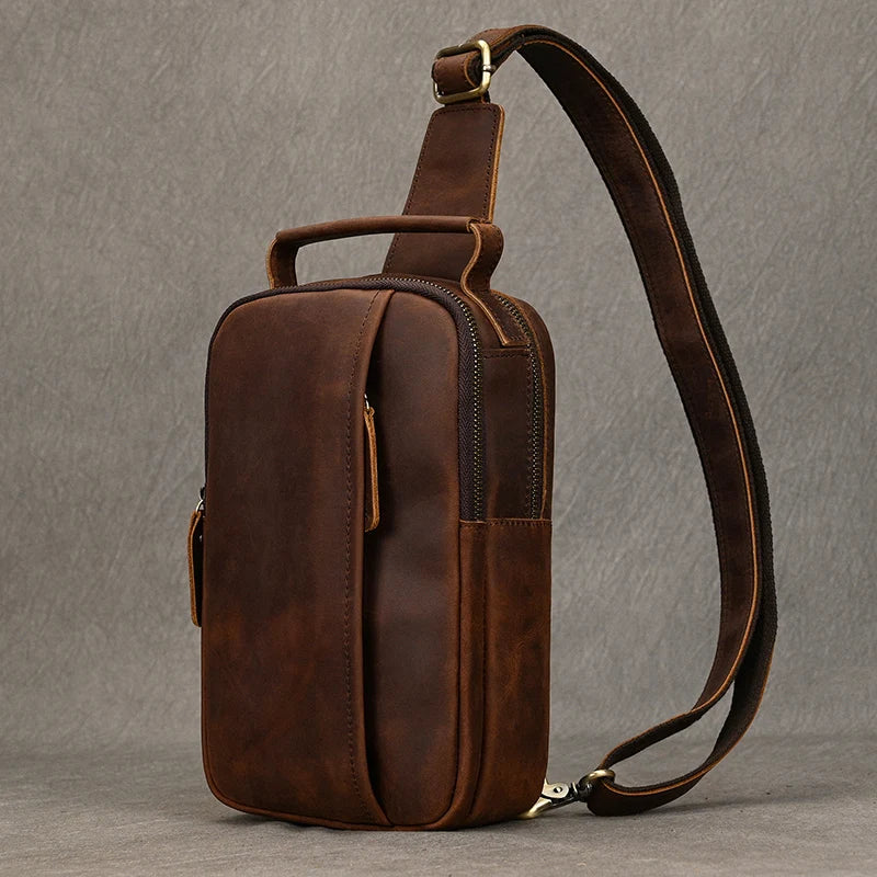 Bolsa Transversal Masculina de Couro Legítimo