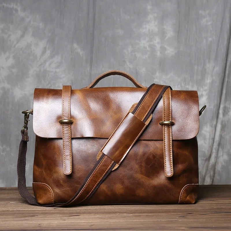 Pasta Masculina de Couro Executiva para Notebook Retro Brow