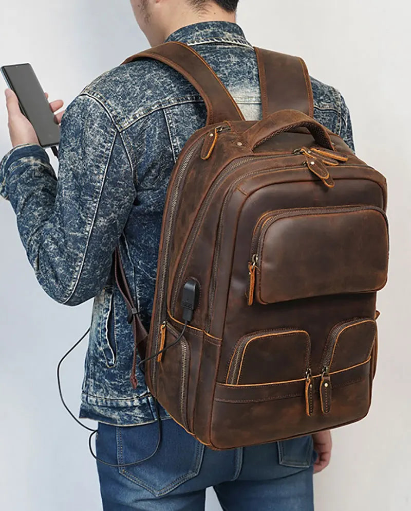 Mochila Masculina de Couro Genuíno para Notebook 17– Modelo Executivo FACILITYVIDA