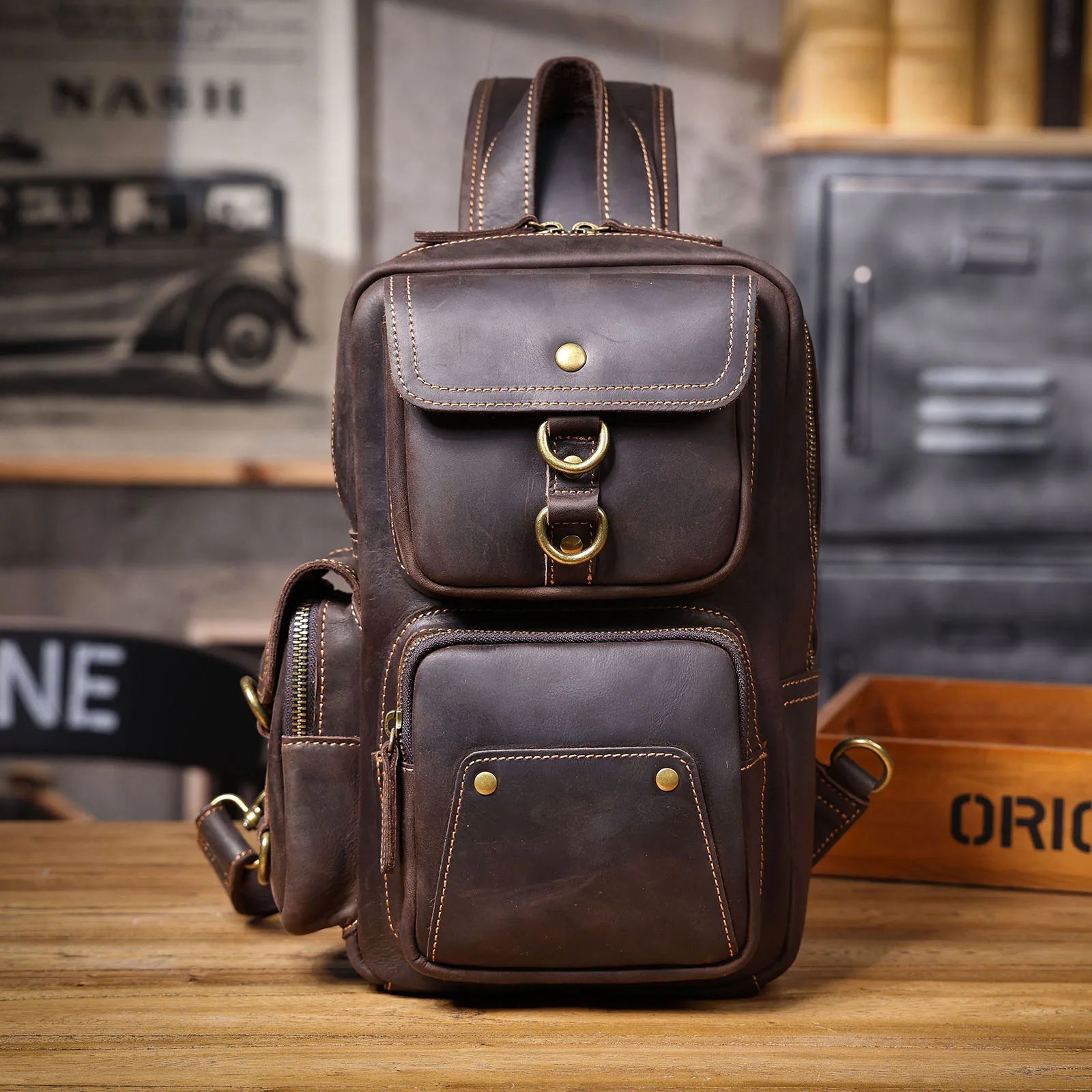 Bolsa Transversal Masculina Prime de Couro Legítimo