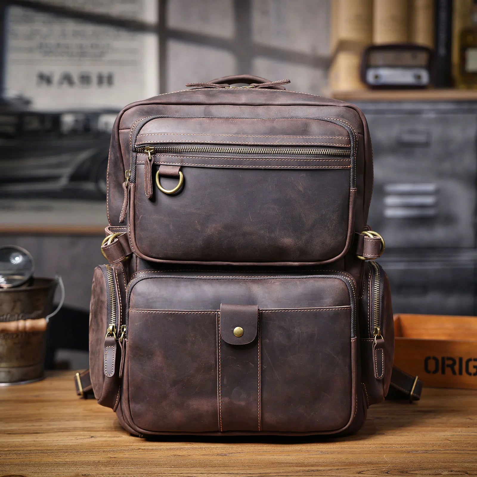 Mochila Masculina de Couro Original para Laptop – Modelo Prestige