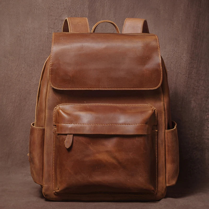 Mochila de Couro Genuíno Vintage Prime