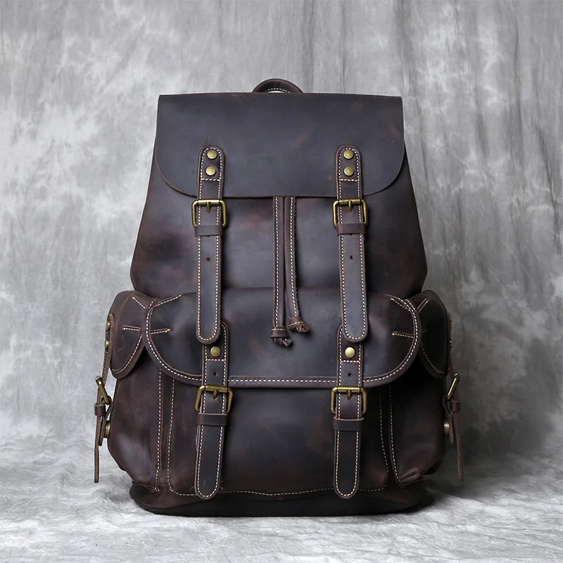 Mochila de Couro Genuíno Retro Horse Prime