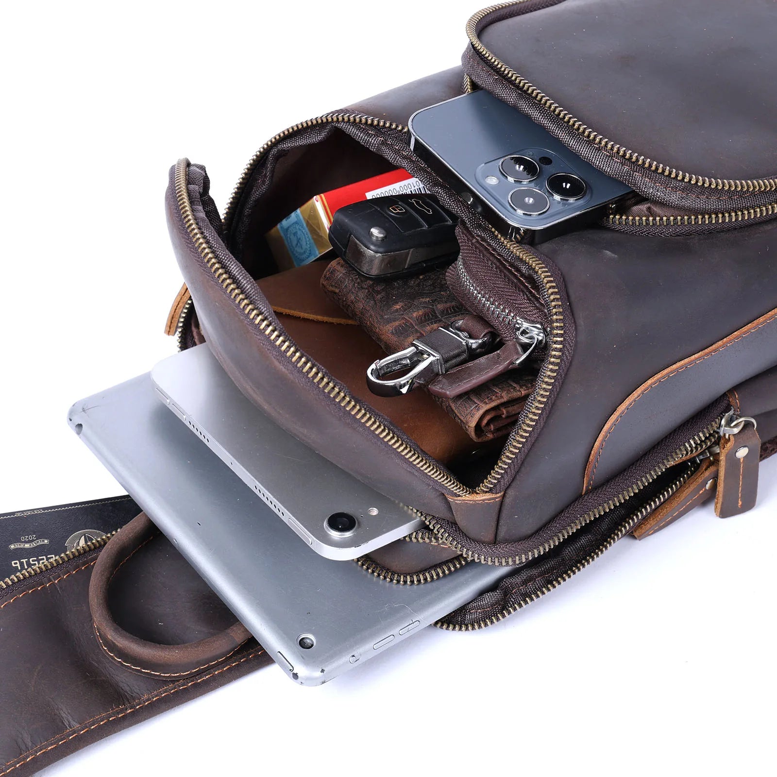 Bolsa Transversal Masculina de Couro Genuíno Prime Vanguard